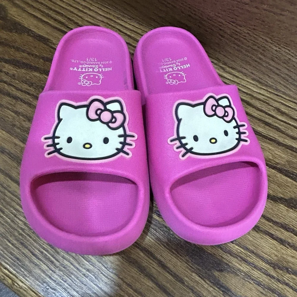 Hello Kitty Sanrio Youth Slide Sandals Pink 13/1 Kids Lightweight Comfort Slides
